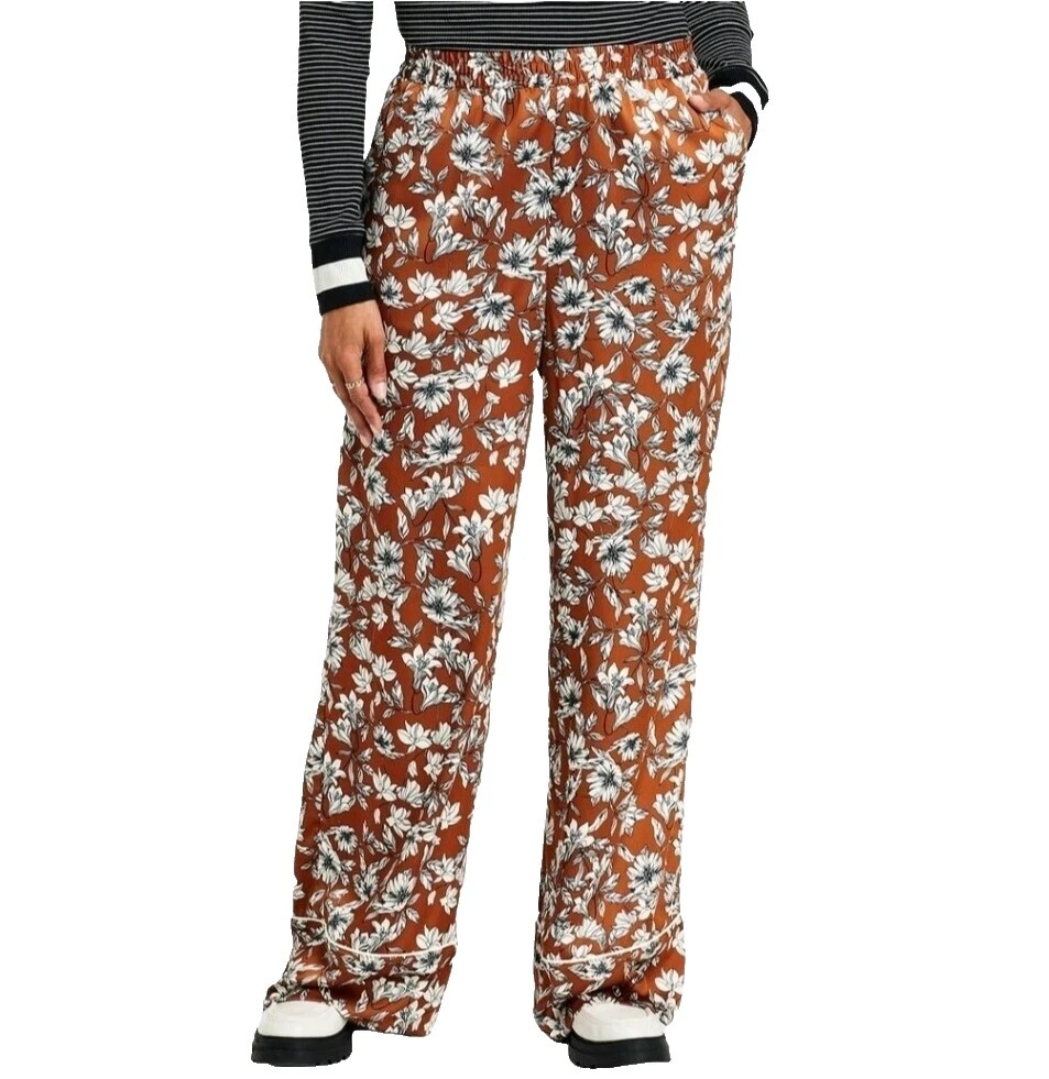 Brown Polyester Pants for Women