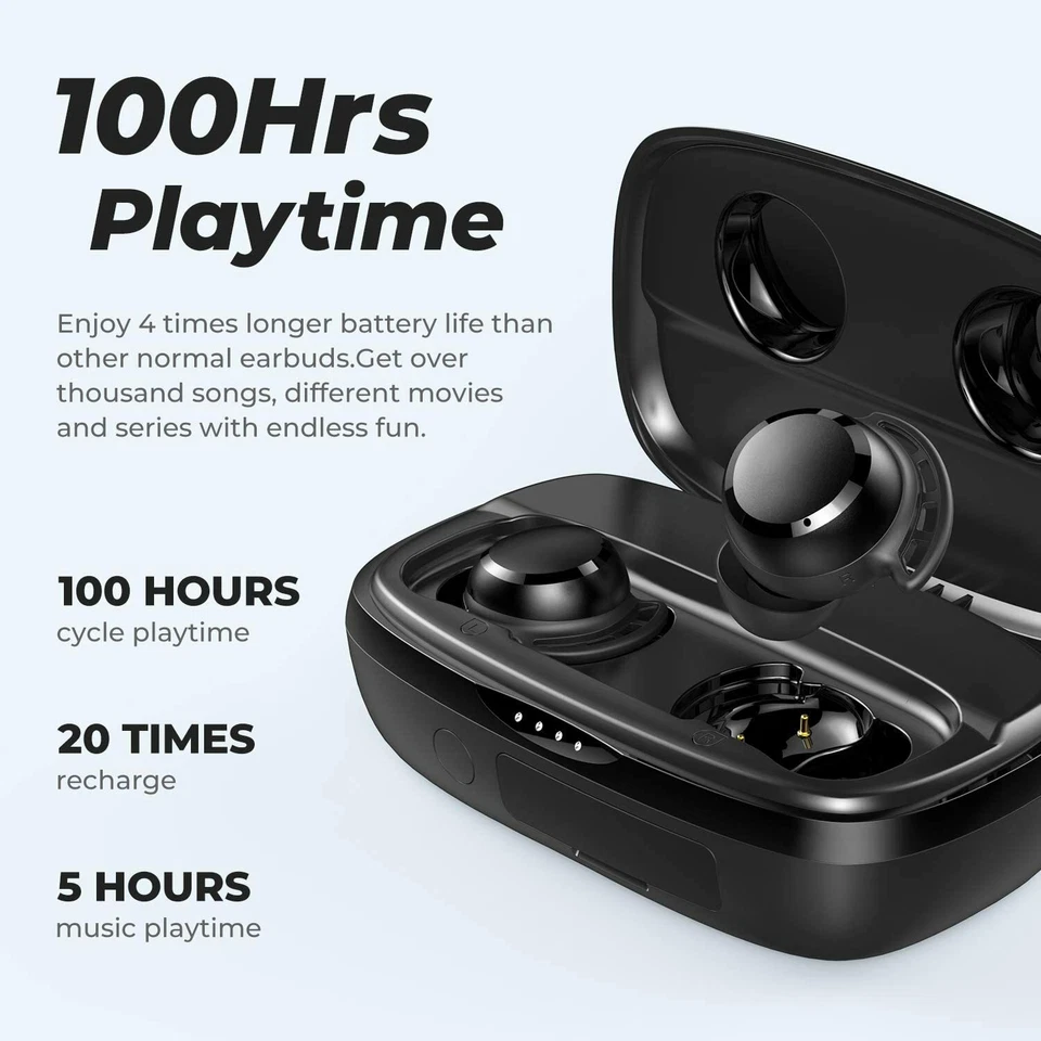 Tribit FlyBuds 3 Wireless Earbuds Bluetooth 5.0 with Mic for Sport Travel, Black - Image 2 of 4