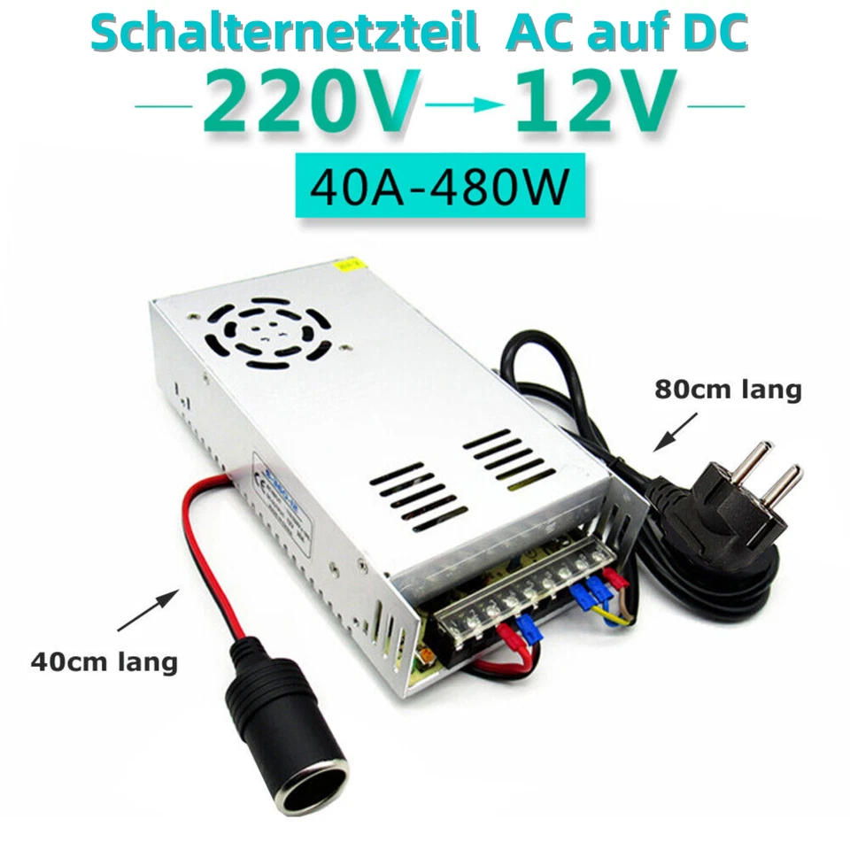 F80C AC /DC Einbaunetzteil Schaltnetzteil Netzteil 230V auf 12V 40A 480W - Bild 2 von 4