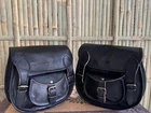 Black Leather Motorcycle Saddle Bags Saddlebag Luggage Bag Fit all Motorcycle