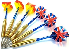 6 pcs / 2 Sets STEEL TIP BRASS DARTS SET + dart flights and shafts CHEAP BARGAIN