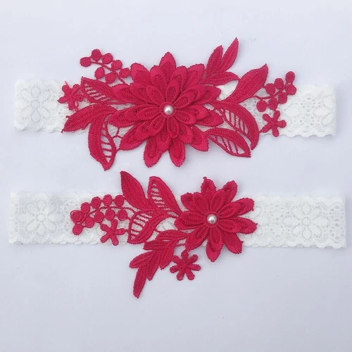 Bella giarrettiera da sposa in pizzo floreale fiori ricamati anello gamba cintura 10 colori - Foto 20 di 30