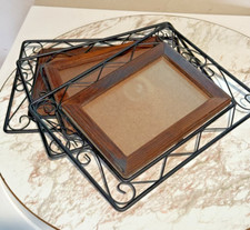 3pc Rustic Farmhouse Wood  Black Iron Metal Photo Frames For 4x6 Photos