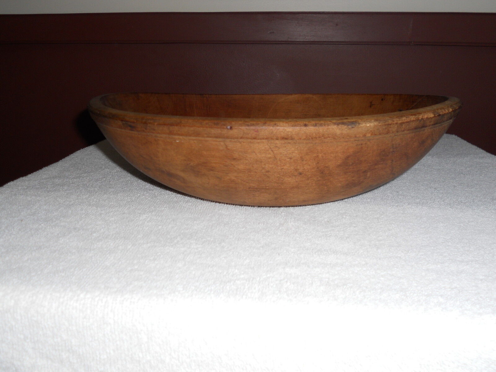 EARLY ANTIQUE PRIMITIVE  LARGE WOOD WOODEN BOWL 