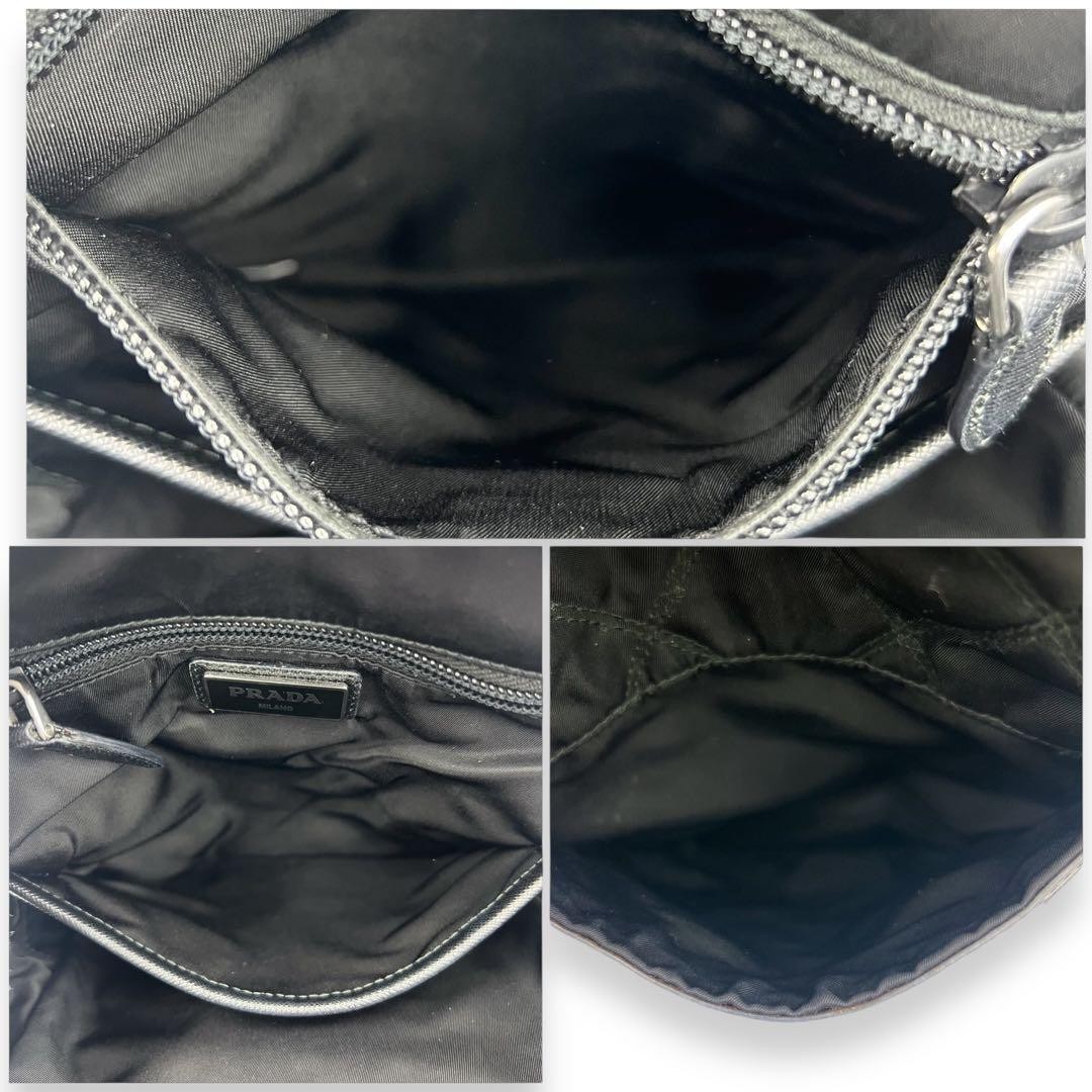 Condition PRADA Triangle Plate Nylon Leather Backpack Black 903 from japan thumbnail 8