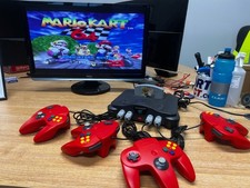 Nintendo 64 Console + All Cables | Mario Kart | 4 x Controllers | HDMI Adapter