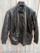 Giacca vintage bomber motociclista in pelle nera da uomo taglia L Easy Rider