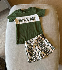 Boys 4T 2pc Knit Set Green White Papas Boy Dr...