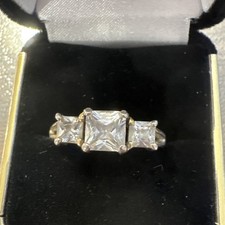 Princess Cut CZ Three Stone Engagement 925 Sterling Silver Ring Fast Ship  