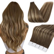 Full Shine Tape-In Human Hair Extensions 22" Color 4/24/4 Brown Honey Blonde