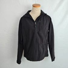 Double Diamond Jacket Women's L Black Full Zip Up Fleece Lined Soft Shell