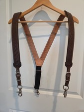 Nocona Men s Brown Leather Suspenders 8512402X Basket Weave Trigger Clasp