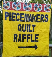 Handcrafted Quilted Appliqued Mini Wall Hanging Piecemakers Raffle 38" X 34"