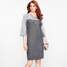 Talbots Merino Wool Colorblock Knit Sweater Dress Knee Length 3/4 Sleeve Large