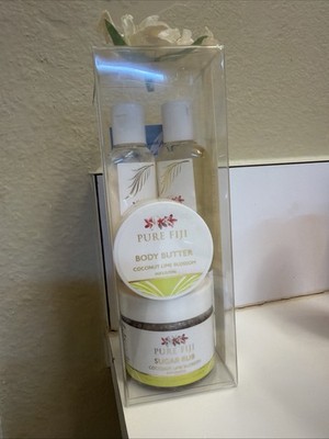 Pure Fiji Home Spa Gift Set! New In Box! Coconut Lime blossom