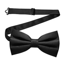 Solid Color Pre-tied Bow Tie Adjustable Bowtie for Men Black