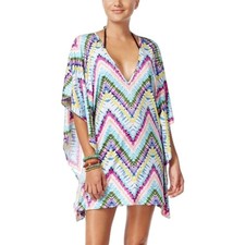 Bar III Size M Dana Tie Dyed Caftan Tunic Swim Cover Up Colorful Beach Vacation