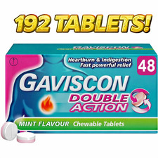 Gaviscon Double Action Mint Tablets 192 Tablets – Heartburn & Indigestion Relief