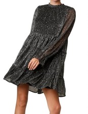 Umgee Rhinestone Embellished Tiered Metallic Dress Size S