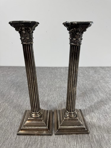 Coppia di candelabri a colonna corinzia Gorham argento sterling 12" neoclassici A3208 - Foto 13 di 18