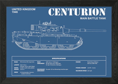 Centurion Tank Bauplan gerahmtes Wandbild Poster Leinwanddruck Bild