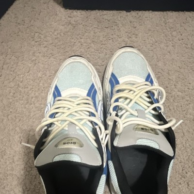 Dior Men's Low Top Mesh Lace-Up Athletic Sneaker Blue White Gray Black