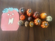 Lot of 12 Faux Pumpkins Fall Decor 2 to 4 Inches And Pumpkin Window Thanksgiving