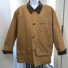 VTG LL Bean Made in USA Tan  Canvas Jacket Corduroy Wool Lining Size XL