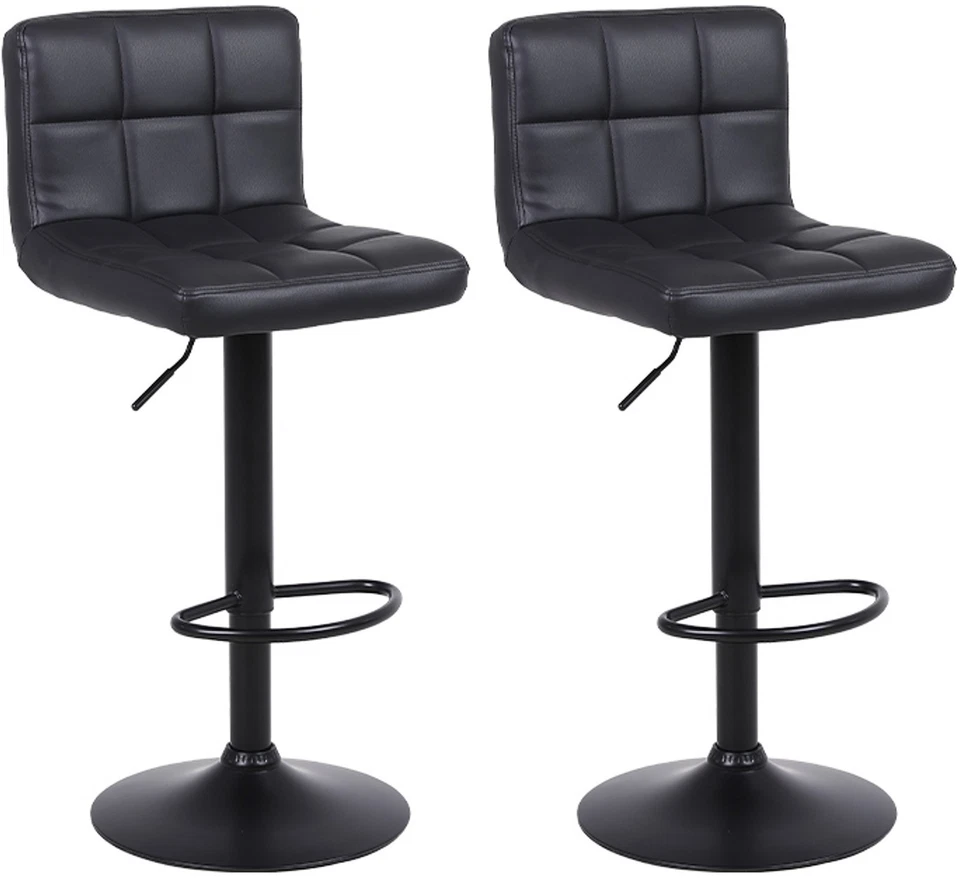 2 X Bar Stools Faux Leather Kitchen Breakfast Bar GREY, BLACK, WHITE