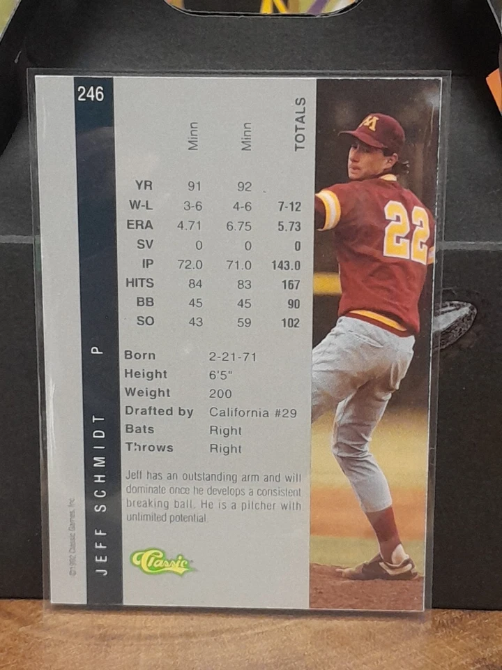 1992 Classic Four Sport #246 Jeff Schmidt - Image 2 of 2