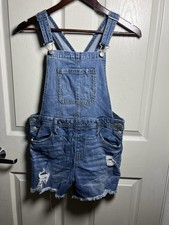 Cat Jack Girls Shortalls Blue Denim Size XL 16