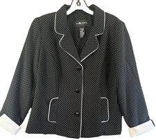 NWT SAG HARBOR Blazer Jacket Women's Size 10 Black White Polka Dots NWT Orig 70
