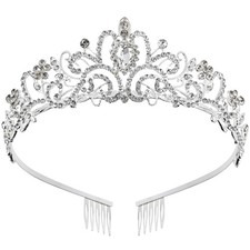 Princess Crown for Women, Crystal Queen 1 Count Pack of 1 , A -Silver 1 Pcs