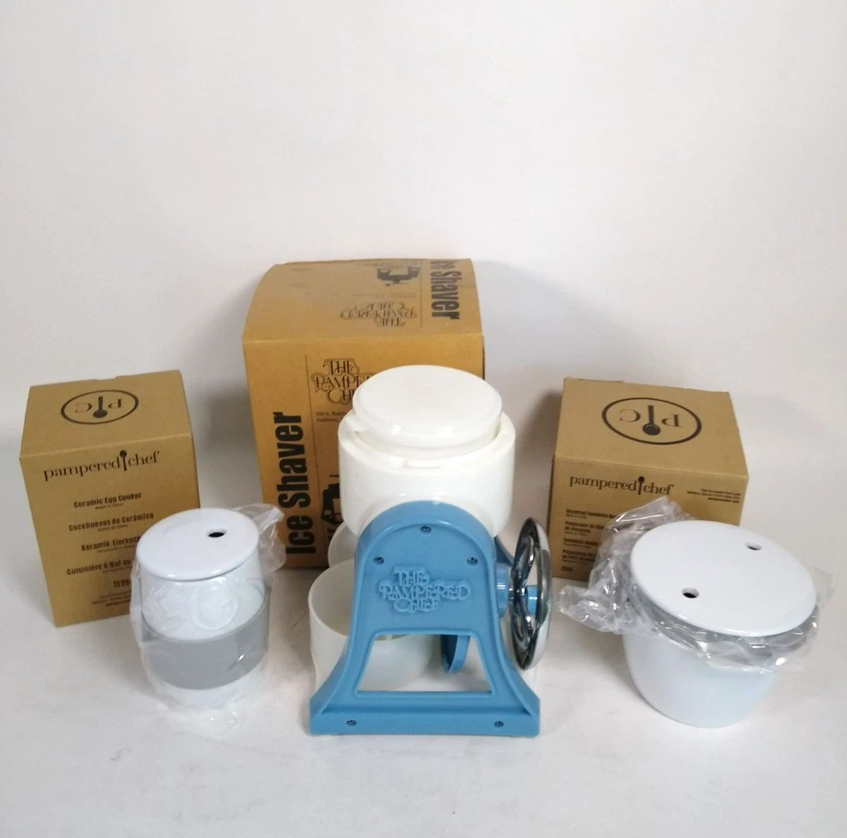 Pampered Chef Lot of 3, New, Ceramic Egg Cooker, Shaved Ice, Breakfast Sandwich
Opens in a new windo
