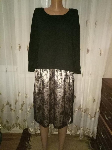 Women Monsoon Dress Black Polyester 46