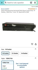 Quest HPS-E10A 19" Horizontal Rack Mount Surge Strip, 10 Outlets, 120V/15A, 1U