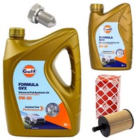 MotoröL Filter Set Gulf Formula GVX 5W-30 6 Liter + Schraube FüR Audi Seat Skoda