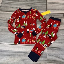 Kids Unisex 2 Piece Christmas Pajamas Set NWT Gnomes Woodland Theme Size 6 