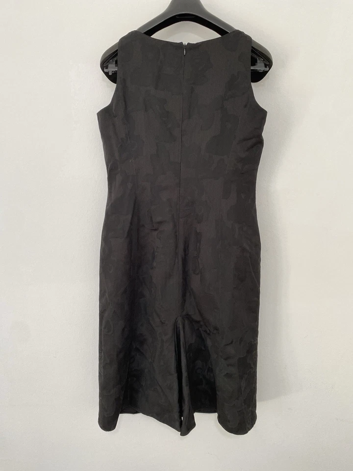 Vestido para mujer ARMANI COLLEZIONI negro estampado de hojas talla 10 hecho en Italia. Ex Con Foto 2 de 4