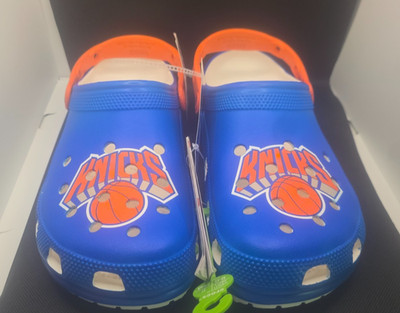 New York Knicks NBA Men s Crocs Classic Clogs Slip-On Sandal Shoes Blue Size 9