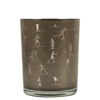 INNA-Glas Teelichthalter Leontina, Taupe-Matt-Silber-GläNzend, 12,5Cm, Ø10Cm