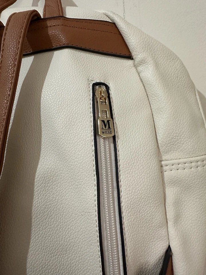 Montana West Beige Faux Leather Anti Theft Mini Backpack Purse - Image 4 of 4