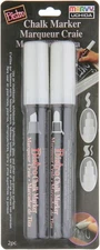 Uchida Bistro Chalk Marker Set 2/Pkg-White - Broad & Chisel Tip