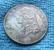 1835 Capped Bust Half Dollar - Original Skin - Rainbow Toning - Violet Gray Blue