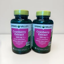 2x Spring Valley Cranberry Extract Vegetarian Capsules, 500mg, 60 Count