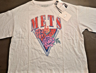 WEAR by Erin Andrews Women s New York Mets White Cropped T-Shirt Size XL NWT