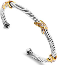 Twisted Cable Cuff Bracelets for Women 5Mm Stainless Steel Cuff Bangle Bracelet
