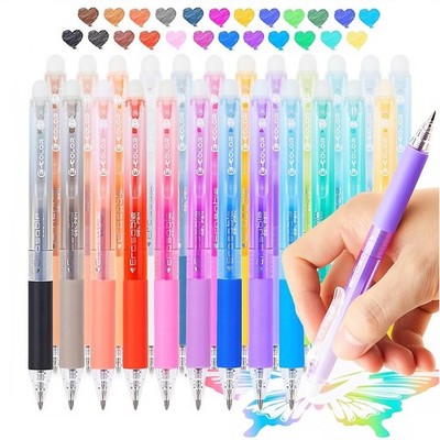 24Pcs Multicolor Erasable Gel Pens Retractable Colored Fine Point 0.7 Mm Quick