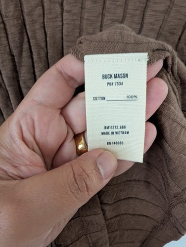 Buck Mason Mens Ribbed 100% Cotton Pocket Top Medium New! Brown Yuma - Picture 3 of 4