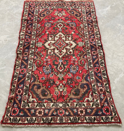 Vintage Hand Made Traditional Rug Oriental Wool Multicolor Carpet 157x94 cm